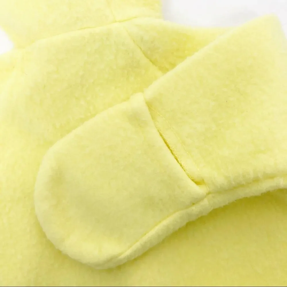 Vintage Yellow Fleece Baby Jacket Mittens